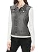 Allegra K Women's Washed Denim Buttoned Vest W Flap Pockets Large Gray