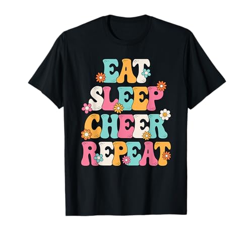 Eat Sleep Cheer Repeat Cheerleader Cheerleading Women Girls T-Shirt