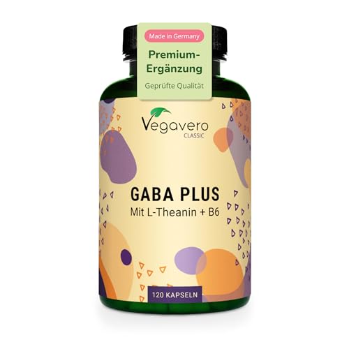Vegavero Gaba Kapseln hochdosiert 120 Stück - 1000 mg Gaba mit L-Theanin aus Grüntee Extrakt & Vitamin B6 - Gamma Aminobuttersäure vegan - ohne Zusatzstoffe
