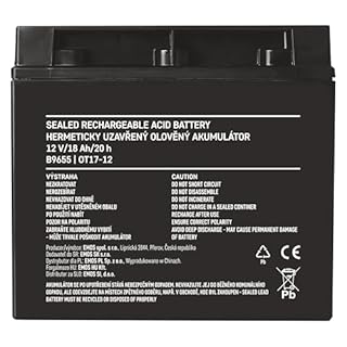 EMOS - Batteria al piombo senza manutenzione - 12V 18Ah - Batteria AGM - Per illuminazione di emergenza, sistemi di allarme, dispositivi UPS - Controllata da valvole, valvole di sicurezza