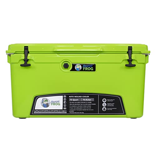Frosted Frog Original Green 75 Quart Ice Chest Heavy Duty High Performance Roto-Molded Commercial Grade Insulated Cooler