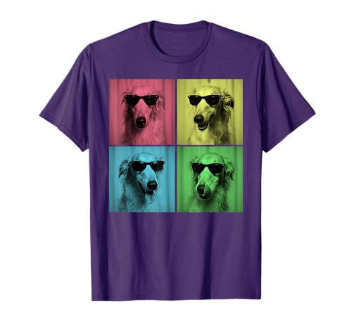 Borzoi Pop Art Funny Borzoi Dog Lover Photo Booth T-Shirt for Men Women Kids