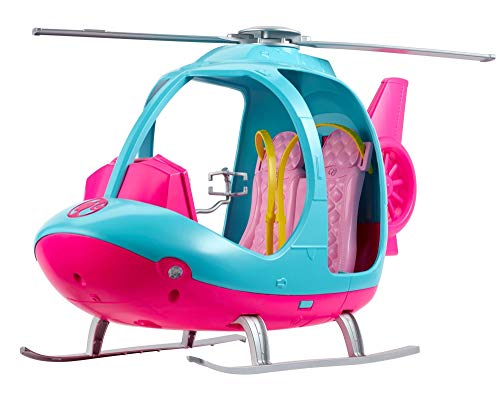 Mattel Barbie - Barbie Helicoptere - Vehicule de Poupee - Helicoptere Rose + Bleu - Peut contenir 2 Poupees Barbie