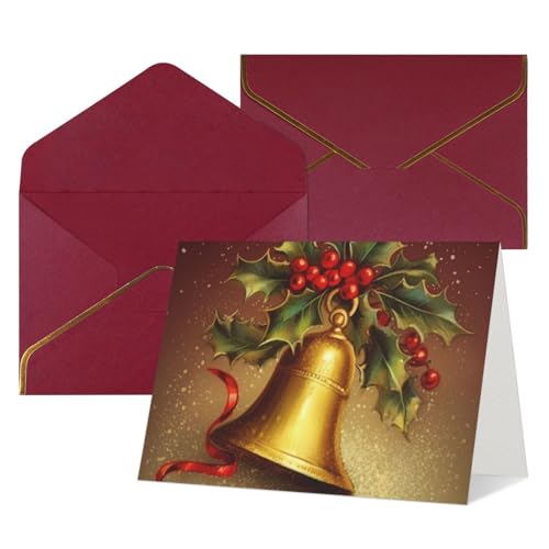 QMNSEHF 封筒付きブランクグリーティングカード Thank YouCard Happy New Year クリスマスツリーベル Happy Birthdayカード 女性用 男性用 クリスマス ハロウィン 結婚式 ブランク ノートカード あらゆる機会の