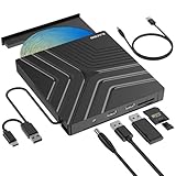 Zacro Externes DVD Laufwerk Extern USB 3.0 USB C CD Laufwerk für Laptop Desktop PC MacBook Externer DVD Brenner Win 7/8/10/11/XP/Linux/DVD/CD Brenner Tragbar Ultradünne CD RW/VCD-RW Brenner Player