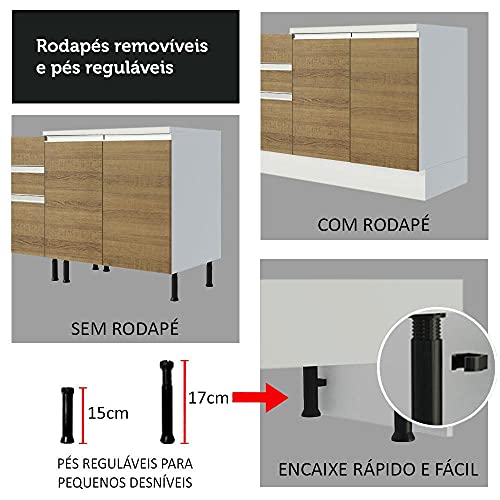 Cozinha Compacta 100% Mdf Madesa Smart 170 cm Modulada Com Armário, Balcão e Tampo