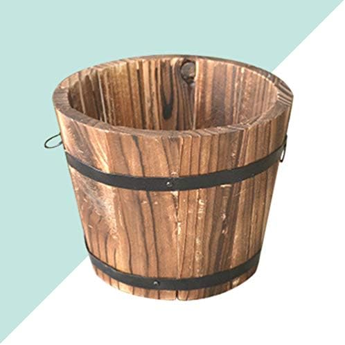 Wooden Flower Pots Barrel Planter Round Garden Flower Bucket Large Flower Pot for Indoor Outdoor Home Garden Patio Decoration-M.