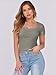 ANRABESS Women Short Sleeve Tops Scoop Neck Ribbed Knit Slim Fitted Basic Tee Shirt Casual Summer Clothes 2026 Spring Outfits Sage Green X-Small