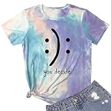 BLACKMYTH Women Tie Dye Tees Graphic Clothes Blue Purple Red Small