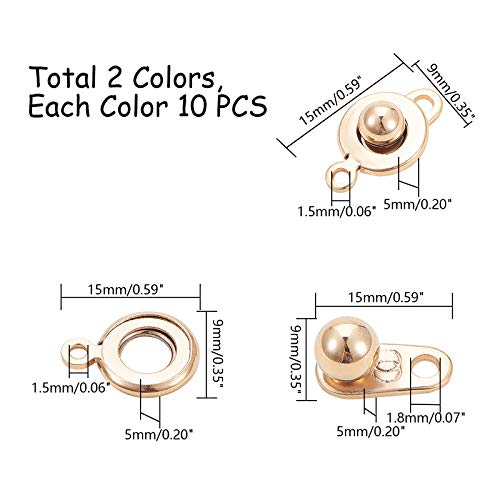 Cierres de bola de presión PH PandaHall de 2 colores para collares y pulseras de bricolaje 3