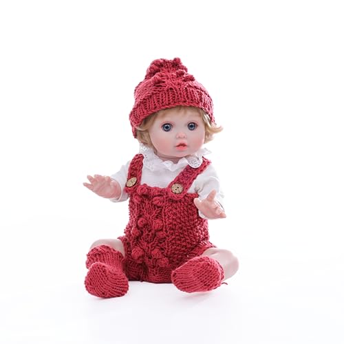 Cloveray Reborn Baby Doll, 18-Inch Realistic Newborn Baby Doll with Hand-Rooted Hair and Cute Sweater, Full-Body Vinyl Baby Dolls for 3+ Ages, Gifts, Collect