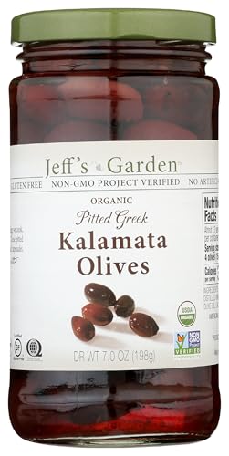 Jeff's Garden, Olives Kalamata Pitted Organic, 7 Ounce