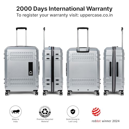 uppercase-Bullet-Large-74Cm-Spinner-Check-In-Trolley-Bag-Hardsided-Anti-Scratch-8-Wheel-Luggage-Tsa-Lock-Anti-Theft-Zippers-Suitcase-For-Unisex-2000-Days-Warranty-Silver-32-X-54-X-74-Cm