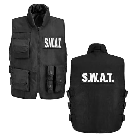 W WIDMANN MILANO Party Fashion - Einsatzweste für Kinder, Kostümweste mit austauschbaren Patches, für Polizei, SWAT, FBI oder Milliitär Verkleidung