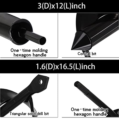Syitcun Auger Drill Bit For Planting 3"X12"+1.6"X16.5" Spiral Drill Bit Planting Auger Bulb Planters Hole Digger Post Auger Bulb Planter Garden Auger Spiral Drill Bit Heavy Duty Garden Auger #TOP2