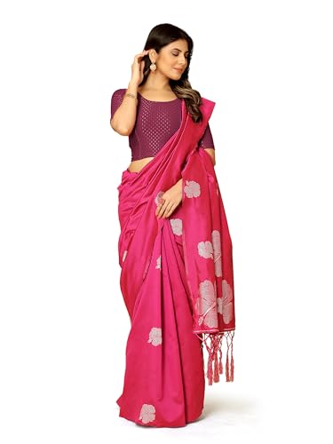 Image of Amazon Brand - Anarva Round Neck Dobby Cotton Lycra Stretchable Elbow Half Sleeve Readymade Saree Blouse for Women Stylish