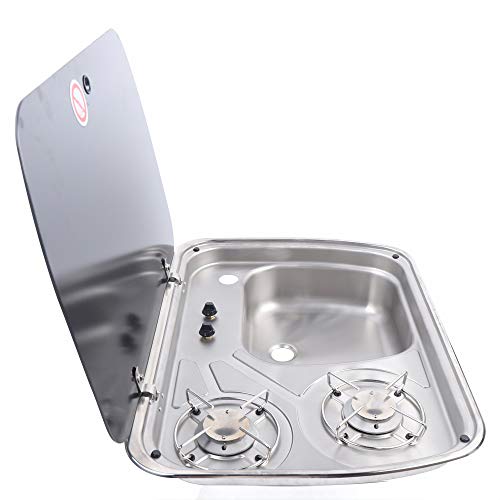 Eapmic Boat Caravan RV Gas Cooktop GR588, RV Cooktop Stove, 2 Burner