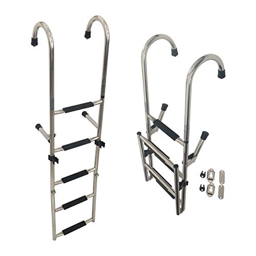 Escalera Plegable de 5 Peldaños para Piscina, Acero Inoxidable miniatura 1