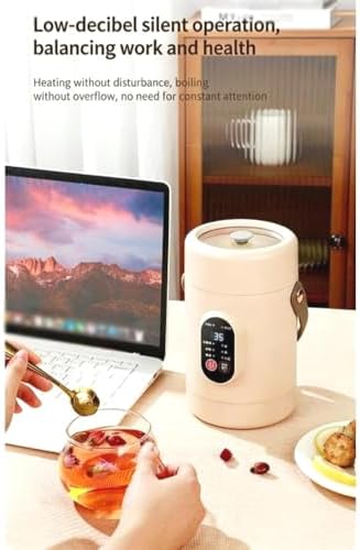 1.6L Mini Electric Cooker, 12H Timer Multifunctional Health Pot with Ceramic Glaze Liner, Portable Cooking Pot for Dorm Office Travel - 2