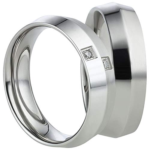Jewellery Depot Wedding Rings Partner Rings Engagement Rings Stainless Steel with Zirconia + Engraving Proposal Rings Wedding Rings