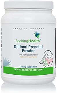 Seeking Health Optimal Prenatal with Plant-Based Protein, Vanilla Flavor, Vegetarian Protein Powder with Prenatal Multivitamin for Women, Gentle Formula for Digestive Comfort, 15 Servings*
