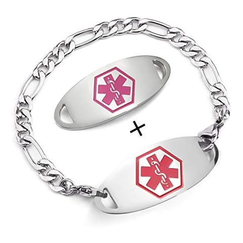 BBX JEWELRY Medical Alert Bracelets Stainless Steel Emergency Medical ID Bracelets for Women Free Engraving Cover