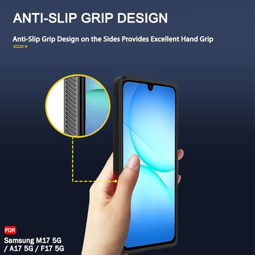 Image of TheGiftKart Liquid Silicon Back Cover Case for Samsung Galaxy M17 5G / A17 5G / F17 5G | ShockProof Military Grade Protection | Micro-Fibre Cloth On Inner Side | Anti-Slip Grip Back Cover (TPU, Black)