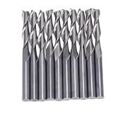 10 Stück 1/8 Zoll CNC-Router-Bits, Karbid-Endmühle Set mit 2 Flöte Spirale Upcut, flache Nase Spiral Router Bits für Holz MDF PVC Hartholz Gravur und Fräsen
