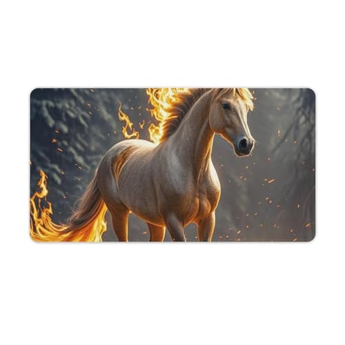 Tapis de souris de jeu XXL motif cheval flamme grand tapis de bureau