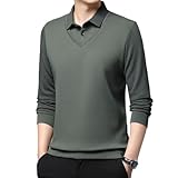 Haut à manches longues en faux revers pour homme : cette fausse chemise deux pièces combine le confort d'un tricot avec la sophistication d'un look superposé. Parfait pour les occasions décontractées ou professionnelles.