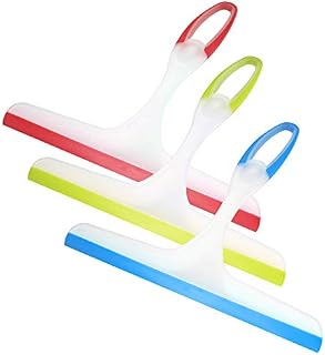 3 Pcs Window Squeegees, Shower Screen Wiper, Glass Cleaning Rubber Blade, Plastic Cleaner Scraper Washer for Mirror, Bathroom, Window, Floor, Glass