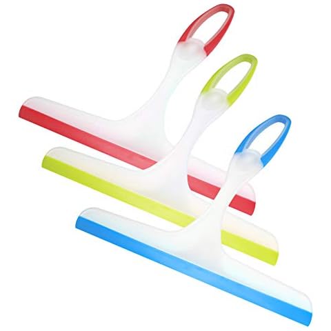 3 Pcs Window Squeegees, Shower Screen Wiper, Glass Cleaning Rubber Blade, Plastic Cleaner Scraper Washer for Mirror, Bathroom, Window, Floor, Glass Cover