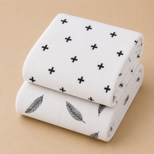 Image of 100% Cotton Muslin Baby Swaddle & Bath Towel, 120 x 120 cm (47 x 47 Inches), Soft & Breathable Newborn Baby Swaddle Wrap, Lightweight Cotton Baby Blanket, 0-18 Months, Black Plus +Black Wing, Set of 2