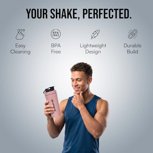 Image of Shifter Stainless Steel Gym Shaker Bottle 750ml | Leakproof Metal Protein Shaker for Men & Women | BPA Free, Odour Resistant, Rust-Free Steel Sipper for Gym, Workout & Sports (PINK)