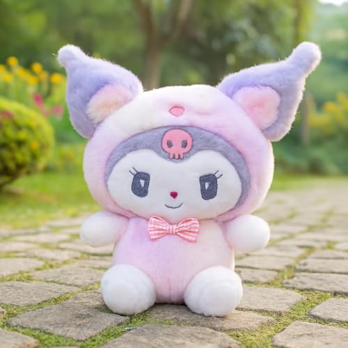 Image of Kurumi Melody Plush Toy with Bow 30 cm Stuffed Doll Soft Toys for Kids Girls and Boys Anime Girl Plush Dolls Ideal Gift for Girls and Boys (Pink,White,Black)