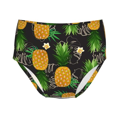 Pineapple With Frangipani Flower Girls' Underwear Soft Cotton Little Girls Panties Comfort Briefs