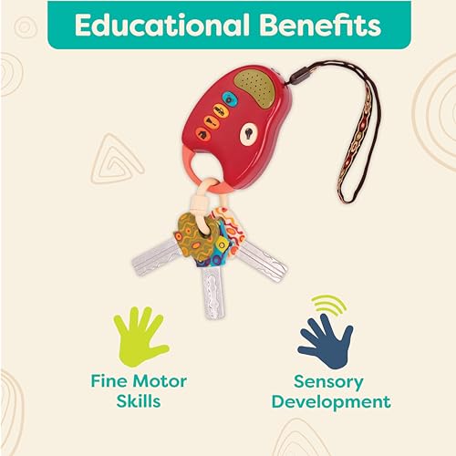 B. toys – Toy Car Keys – Key Fob with Lights & Sounds – Interactive Baby Toy – Pretend Keys for Babies, Toddlers – 10 Months + – FunKeys – Red - Image 5