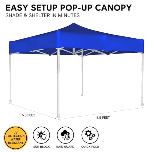 Image of OUTO Heavy Duty Gazebo Tent 6.5 ft | 16.8 Kg Strong Frame | UV Protection Foldable Pop-Up Canopy Tent with 4 Side Open | Outdoor Folding Tent for Garden, Terrace, Events & Promotional Use (Blue)