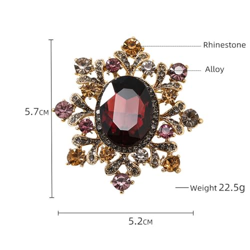 Image of Oval Rhinestone Brooch Pin for Women Girls Gold Plated Fashion Color Crystal Victorian Style Brooches Lapel Pins Dainty Hat Bag Dress Acccessories Antique Art Deco Christmas Valentine Festival Ornament Jewelry Gift