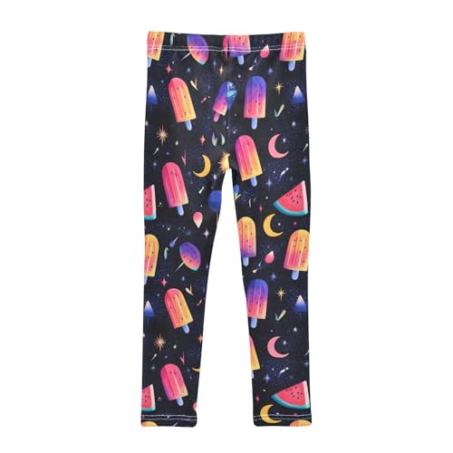 Rainbow Popsicle Moon Girls Leggings Ultra Soft Compression Yoga Gym Pants for Kids 4-10T2
