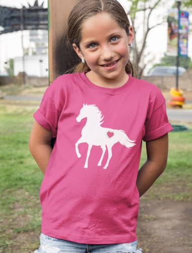 Tstars Horse with Heart Shirt Horseback Riding Horses Kids Girls Fitted T-Shirt3
