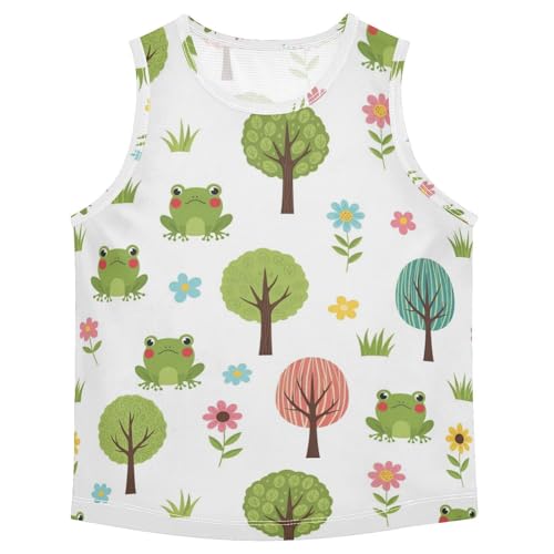 J JOYSAY Spring Frog Flowers Trees Boys Tank Top Sleeveless Muscle Shirts Quick Dry Workout Sport Active Kids T-Shirts 3-15T - Main Image