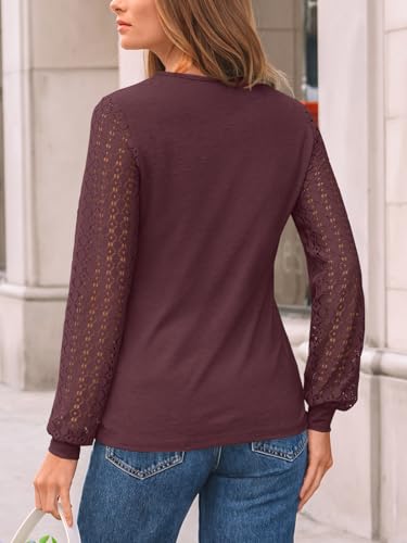 AUTOMET Women's Long Sleeve Tops Dressy Casual Shirts 2025 Fall Outfits Lace Business Blouses Cute T-Shirts Work Clothes4