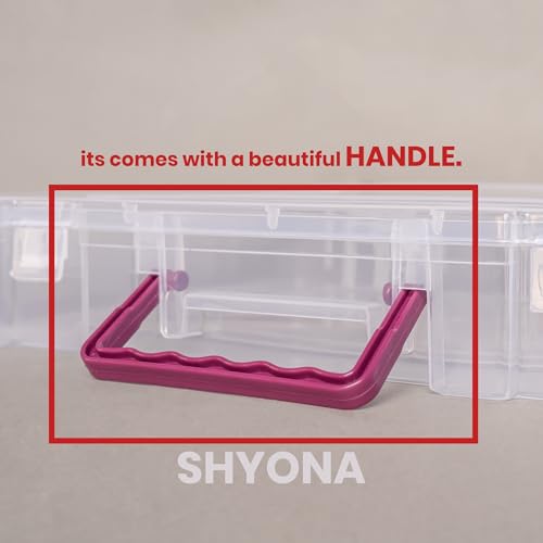Image of Multipurpose Plastic Rectangular Storage Boxes with Locks and Handle Matte Finish for Saree, Laptop, Books (Set of 1, Bahurani)