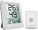 Produktbild ORIA Thermometer Hygrometer Innen Außen, Digital Temperatur Luftfeuchtigkeit Monitor, Thermo-Hygrometer mit Außensensor, Großem LCD Anzeige, / Schalter, für Büro, Wohnzimmer - Weiß