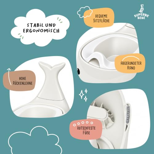 Töpfchen zum Sauberkeitstraining – Wale mit Deckel, tragbar, für Jungen und Mädchen (grau) – Ansicht 2