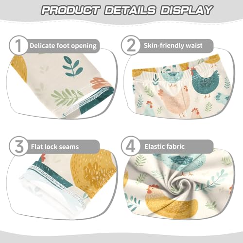 Rooster Leaves Girls Leggings Ultra Soft Compression Yoga Gym Pants for Kids 4-10T3