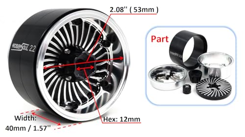 HOBBYSOUL RC Crawler 2.2 Beadlock Wheels Adjustable Offset Rims 40mm Wide for 1/10 Truck Trail SCX10 Capra TRX4 Gen8 Upgrades,HS701524