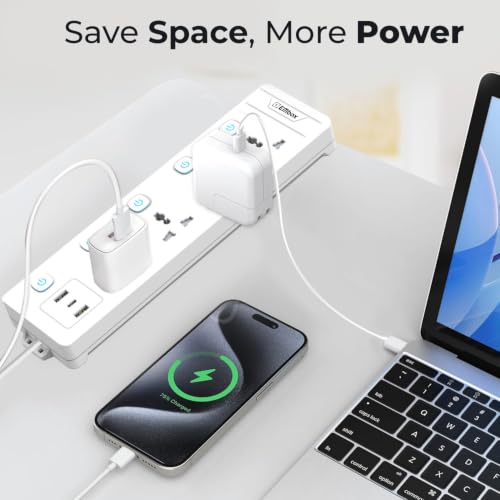 Image of EMBOX Extension Board 5 Meter with USB Type C| Extension Board with Switches 3 Universal Sockets Spike Guard | LED Indicator 2500W Extension Cord
