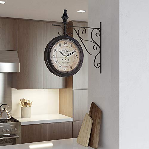 Yosemite Home Decor Double Sided Iron Wall Clock, Multicolor - Image 4